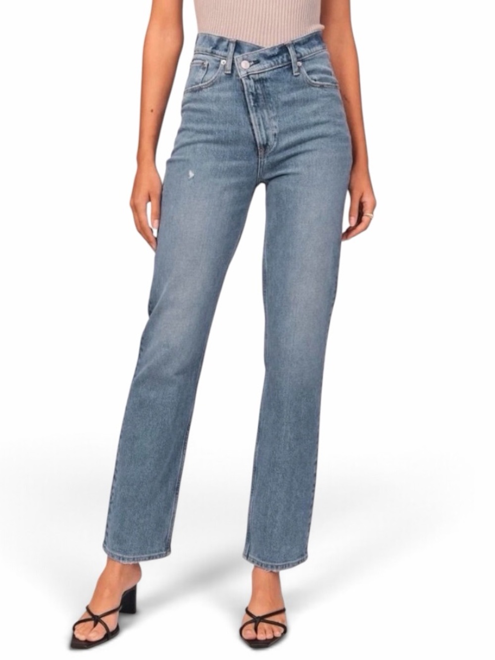 ABERCROMBIE & FITCH- The 90s Straight Ultra High Rise Criss Cross Waist NWT! 🩵